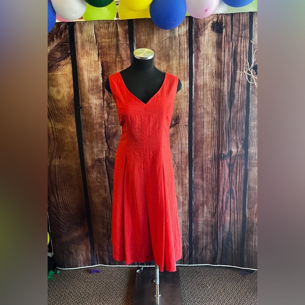 Simple bright red flowy dress